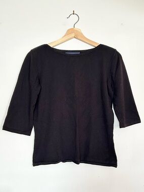 PRESTON & YORK Classic Black 3/4 Sleeve Knit Top